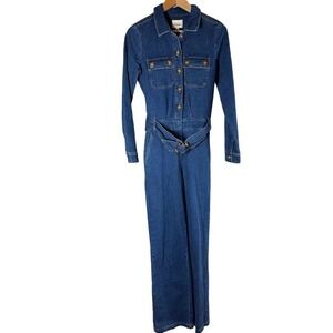 NWT! Sezane Brooklyn Blue Denim Jumpsuit Size US 4